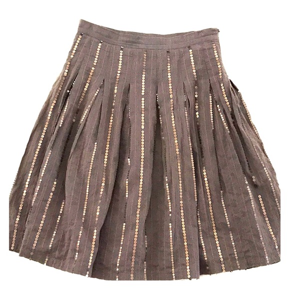 Anthropologie Dresses & Skirts - Anthropologie brown sequin pleated full skirt